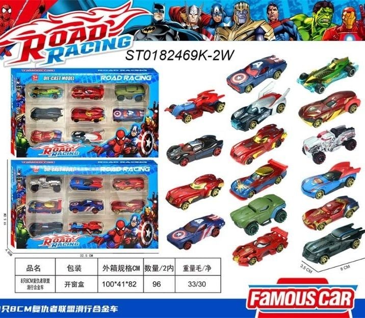 8Cm Free Wheel Die Cast Car 8Pcs/Box Fla