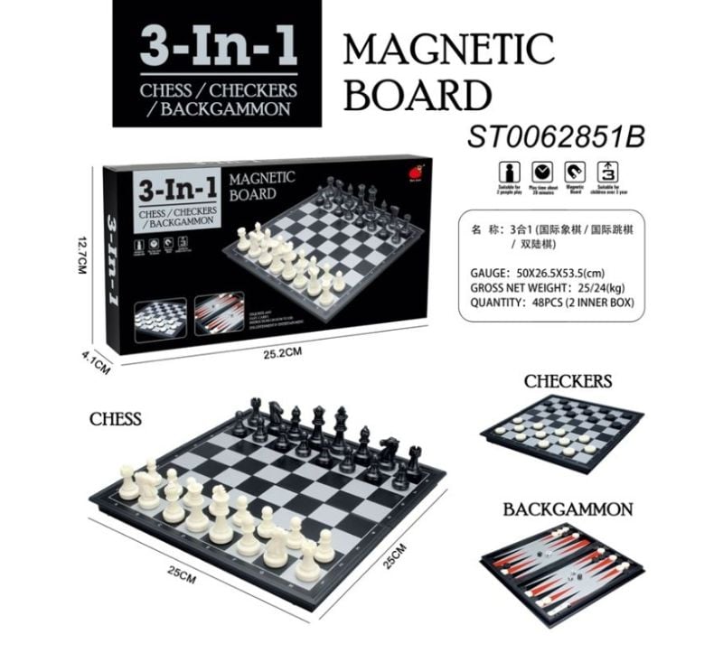 3 In 1 Magnetic Chess Set, P.Bx