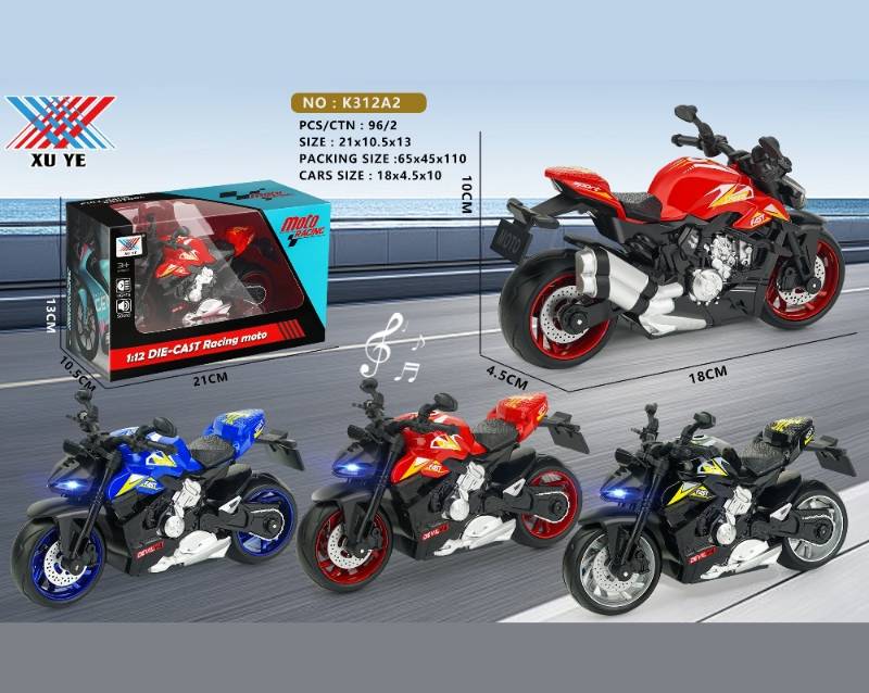 1:12 P/B Alloy Motorcycle W/Music&Light
