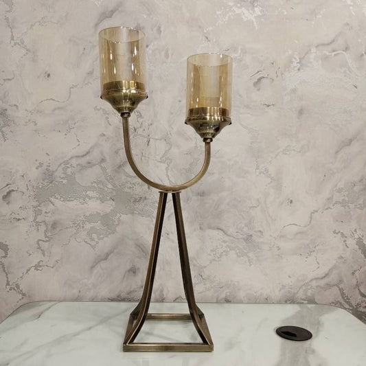 2 Steps Brass Candle Stand