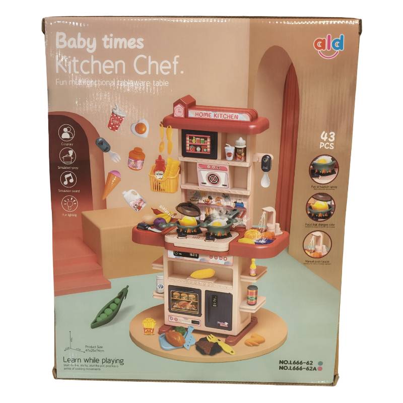 Kitchen Set,W/Music &Light&Spray,Pink Co