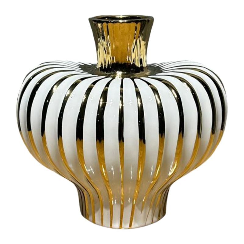Ceramic Vase Large White & Black Colour