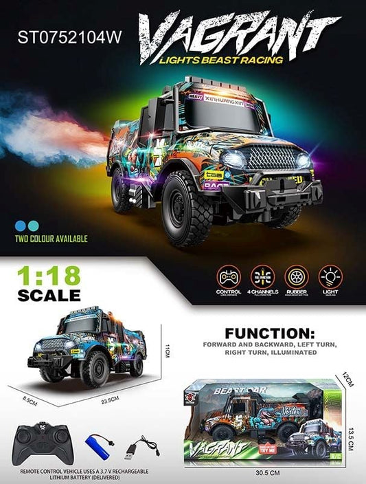 1:18 Four Way R/C Car Set W/Light+Spray
