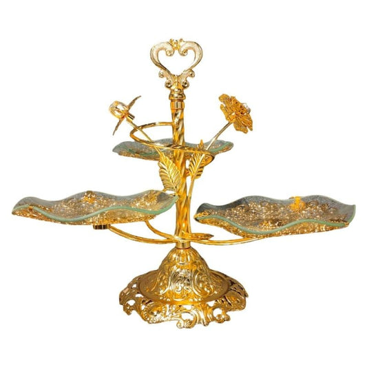 Elegant Gold-Plated 3-Tier Serving Platt