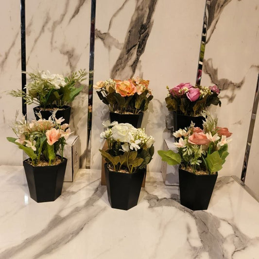 Black PVC Artificial Flowers Pot