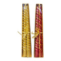 Gold and Deep Red spiral taper candles {Set Of 2}