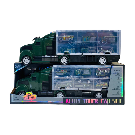 Military Alloy Truck+Cars Set With Music