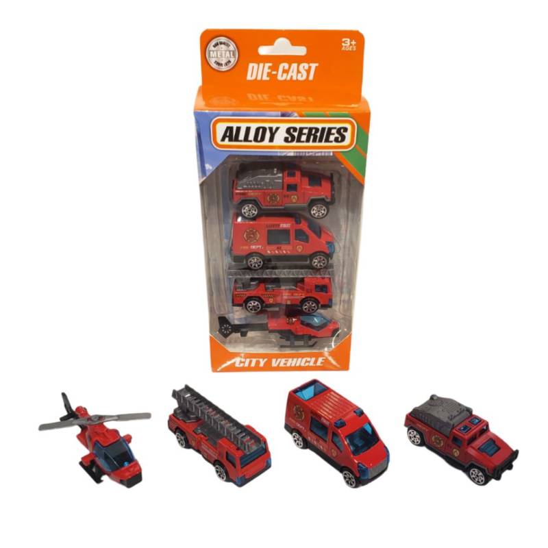 1:64 F/W Alloy Car Set 4Pcs/Wbox Flat Pa