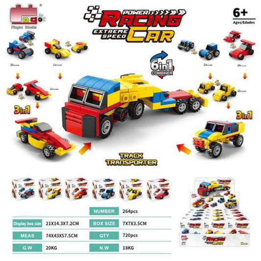 Power Racing Micro blocks Car set 6 in 1