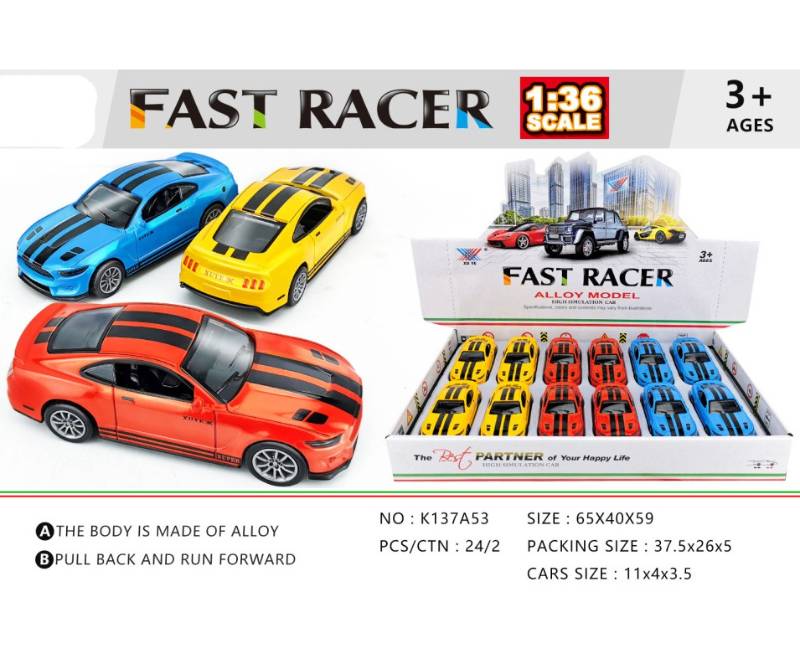 1:36 P/B Die-Cast Car 3 Colors Mixed 12P