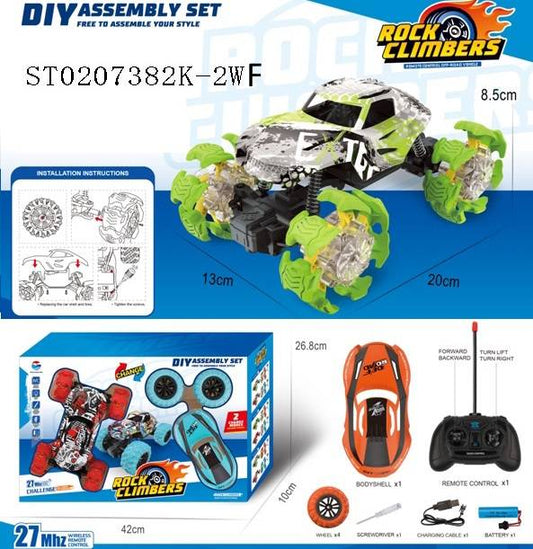 1:18 Four Way R/C Car Set 4 Asst Mix W/Light W3.7V Lithium Battery+Usb Line Wb F/P