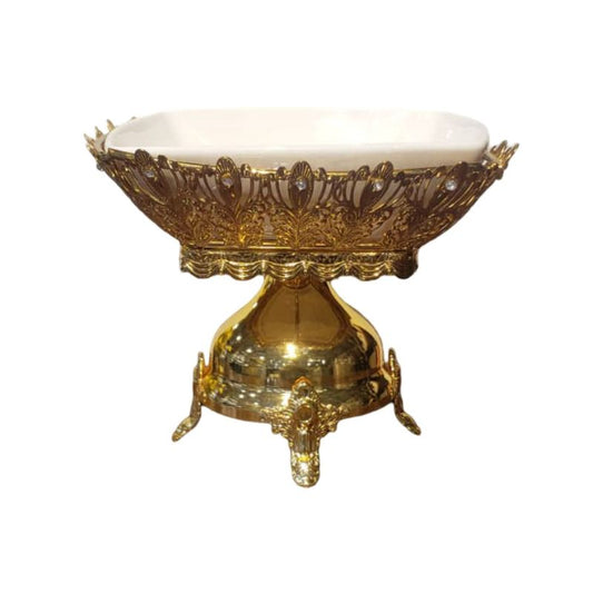 Metal & White Ceramic Fruit Bowl/Candy D
