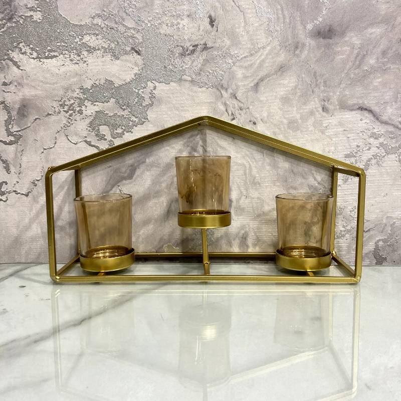 3 Steps Golden Candle Stand