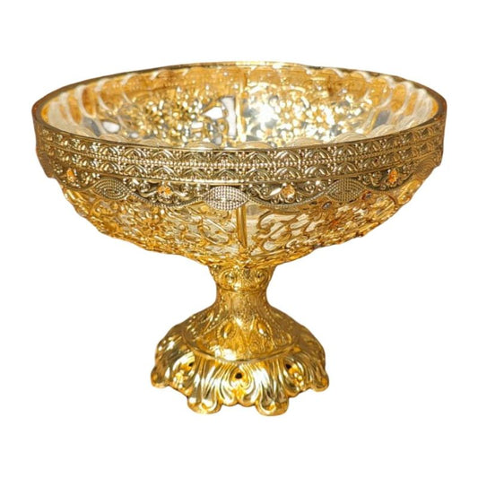 Elegant Gold And Glass Pedestal Fruit Bo