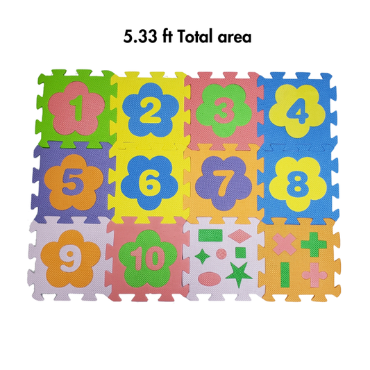 12 Pcs Numbering Puzzle Mat with Shapes and signs