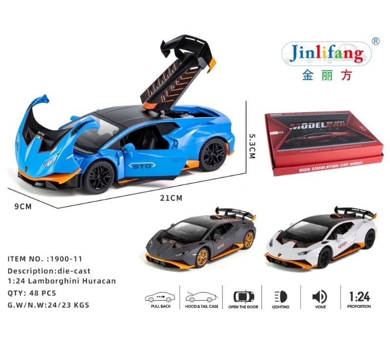 1:24 P/B Die-Cast Car,Open 4 Doors W/Lig