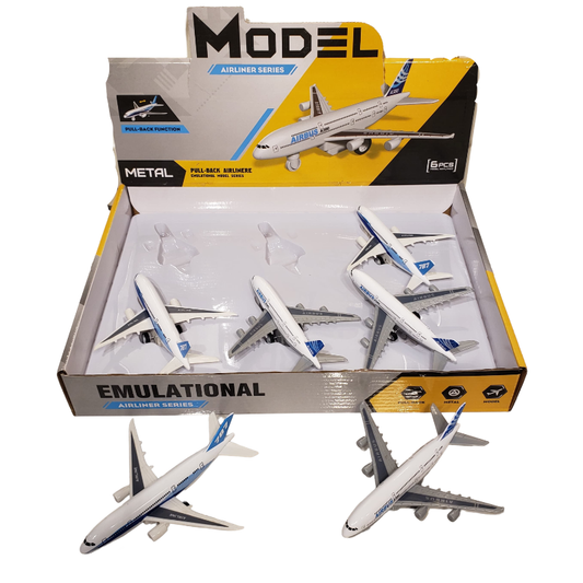P/B Die Cast Plane, 2 Models Mix, 6Pcs/D