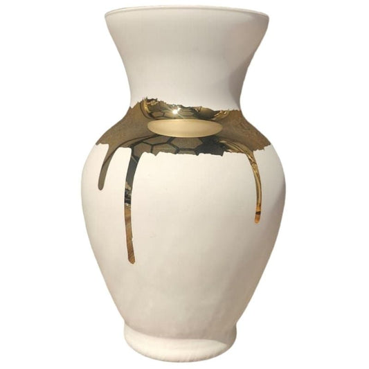 White Vase With Golden Lines {Medium}