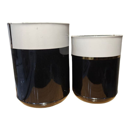 2 Pcs Planter Set Black & White