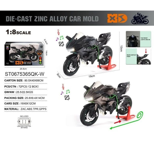 1:8 Alloy Motorcycle W/Light&Sound W/3*A