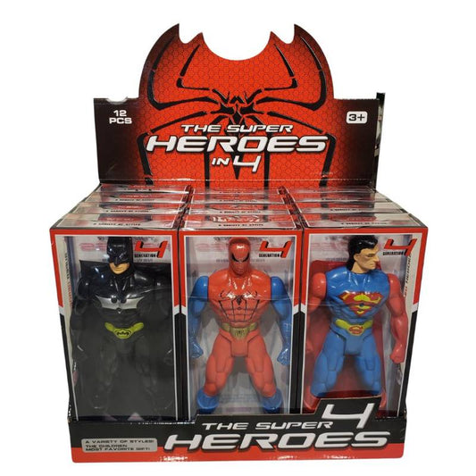 Hero Set.Batman Spiderman Superman.W Light,12Pcs D.Bx