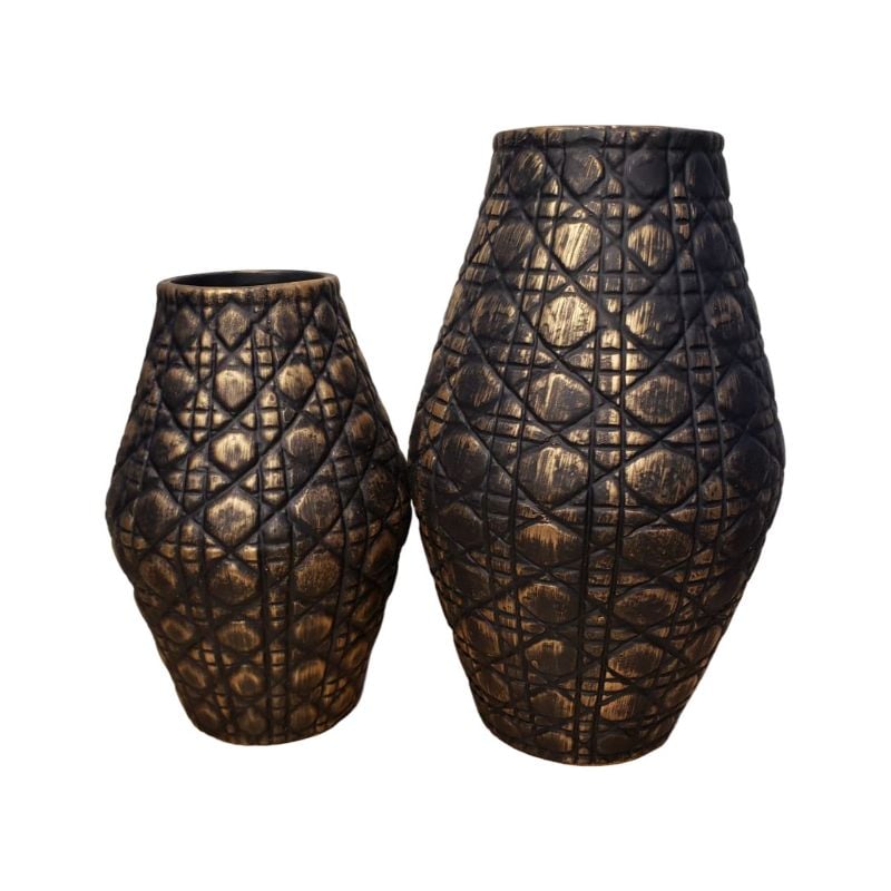 Resin 2 Pcs Hexagon Design Vase